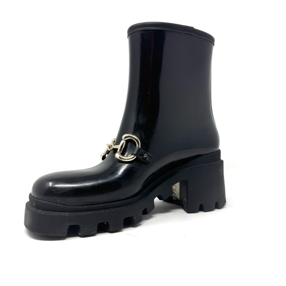 Gucci Black Horsebit Rubber Rain Boots – Size 8 Ankle Booties - Picture 8 of 9